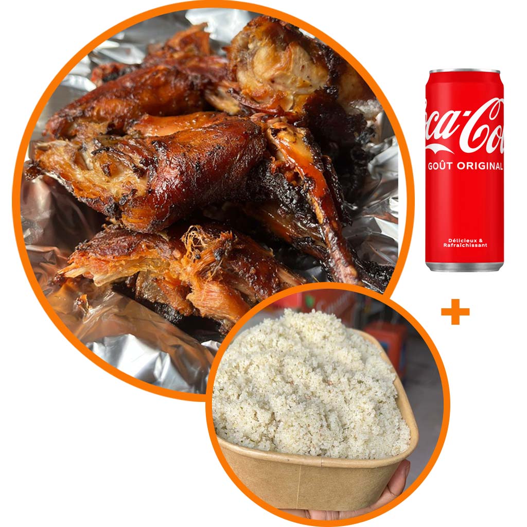 Lapin fumé grillé + Attieke + Boisson